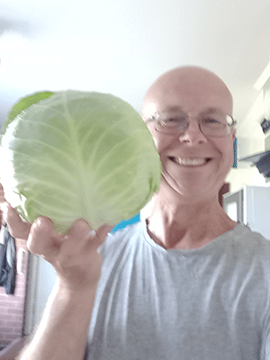 Photo of Peter Weatherall with cabbage